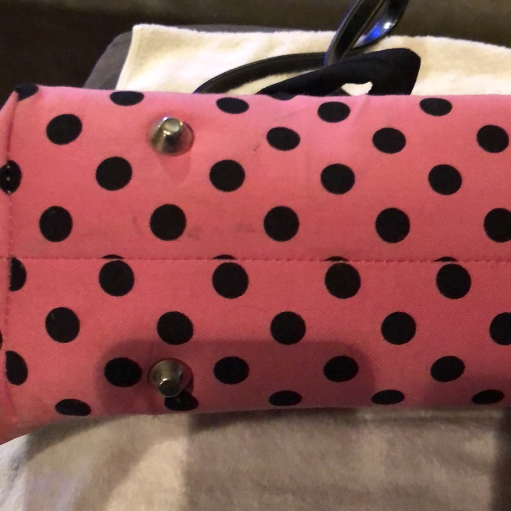 Pink and black polka dot handbag/ small tote - Picture 6 of 6